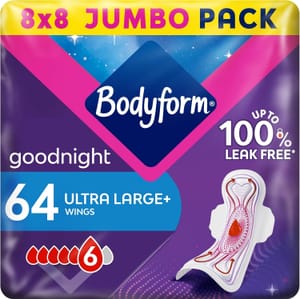 Bodyform Ultra Goodnight Pads with Wings, 64, Leakage - £6.80 S&S Voucher