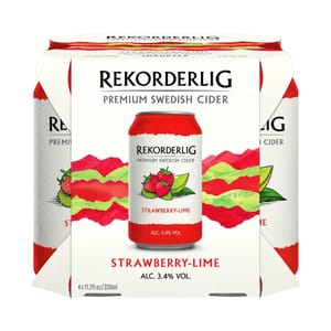 Rekorderlig Strawberry Lime Premium Cider 4x 330ml Cans, Best Before 09/08/2027