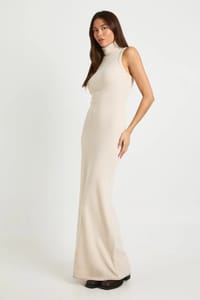 Boohoo Ribbed Sleeveless High Neck Maxi Dress
