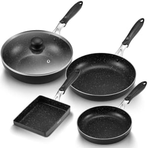 5-Piece Induction Cookware Set, Nonstick, Stay-Cool Handles, Black