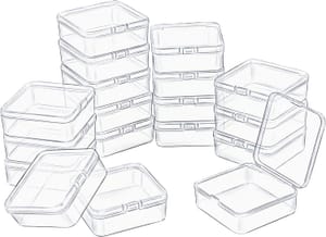 LJY Clear Square Plastic Boxes with Lids, 18 Pack