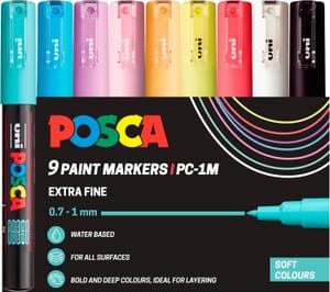 Posca PC-1M Extra-Fine Tip Acrylic Paint Markers (9-Pack)