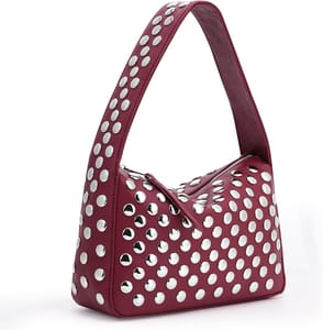 HiTotes Y2K Studded Leather Shoulder Bag Red