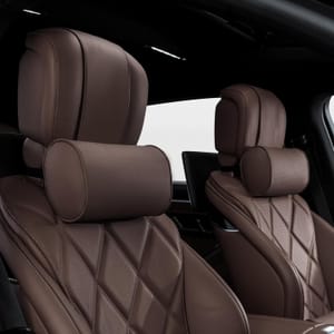 Dapucarin Car Headrest Pillow, Brown Leather, Memory Foam, 2 Pack
