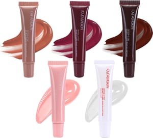 Welhammsae 5-Color Lip Plumping Gloss Set - Ultra-Glossy, Hydrating