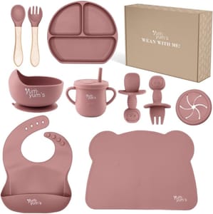 Yum Yum's Pink 10-Piece Baby Weaning Feeding Kit