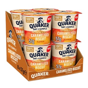 Quaker Oat so Simple Caramelised Biscuit Flavour Oatmeal Pot 8 X 57g