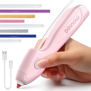 Cordless Pink Mini Glue Gun with 30 Sticks, USB-C