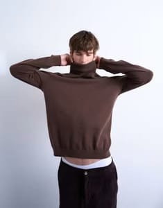 Essential Knitted Roll Neck in Brown