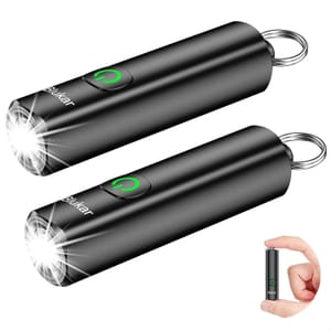 Blukar Rechargeable Mini Flashlight 2-Pack EDC Keychain, 3 Modes