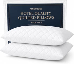 AmigoZone Pack of 2 Quilted Pillows, Firm Support, Hypoallergenic
