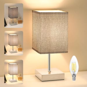 Totofac Touch-Control Table Lamp, 3-Way Dimmable, Flaxen Shade, LED Included