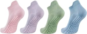 Votuda Non-Slip Yoga Grip Socks for Women, Cotton, 4 Pairs