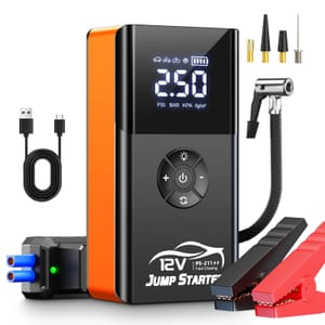 PSOOO 8000A Jump Starter with Air Compressor and LED Flashlight
