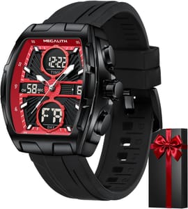 MEGALITH Men's Military Wrist Watch LED, Alarm, Stopwatch, Waterproof, Black