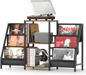 Bikoney Record Player Stand with 280-Album Vinyl Storage