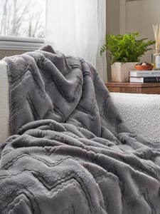 Chevron Faux Fur Throw