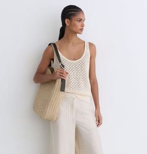 Margot Raffia-Effect Shoulder Bag in Natural