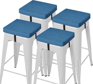 AddGrace Anti-Slip Bar-Stool Cushions, 30x30x5cm, Blue, Set of 4