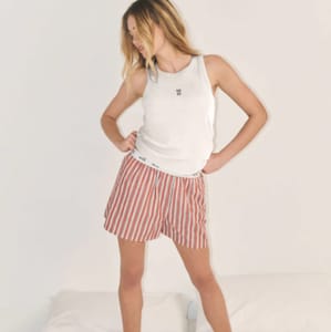 Red Rib Vest Short Pyjamas Set