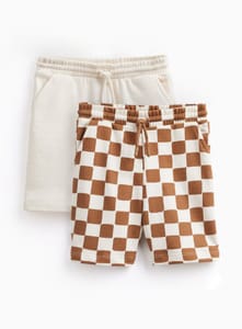 Brown & Checkerboard Print Shorts 2 Pack 12 Yearstuc148347449