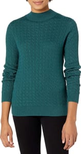 Amazon Essentials Women's Lightweight Cable-Knit Jumper Forest Green L