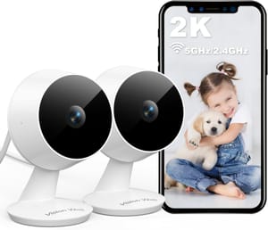 VISION WELL 2-Pack 2K Indoor/Outdoor Cameras, No Monthly Fee