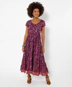 Heidi Crinkle Cotton Border Print Dress