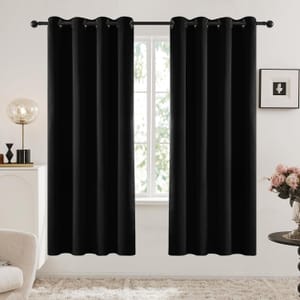 Deconovo Blackout Curtains with Black Eyelets, 52x84 In, 2 Panels