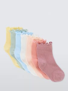 John Lewis Kids' Organic Cotton Rich Frill Top Ankle Socks,