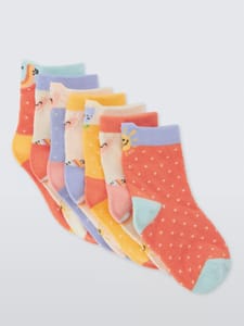 John Lewis Kids' Organic Cotton Rich Emotions Ankle Socks, Pack of 7, Multi,