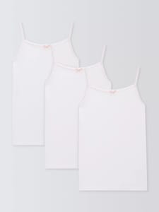 Kids' Embroidered Edge Camisole Vests, Pack of 3, White, 2 Years