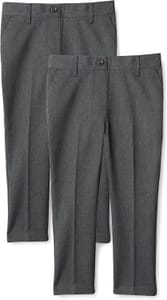Amazon Essentials Girls' School Uniform Trousers, Pack of 2, Grey