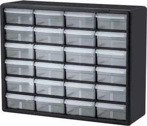 Akro-Mils 10124 Plastic Parts Storage Cabinet, Black, 1-Pack, 20x6x16 In