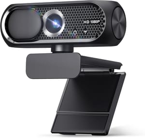 1080P HD USB Webcam with Microphone, Privacy Cover, Wide-Angle Black