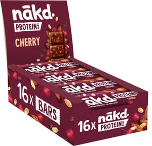 Nakd. Cherry Protein Bars - 7g Plant-Based, No Added Sugar, 16x45g