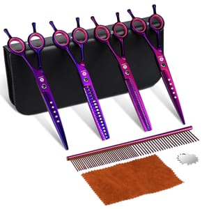 Dream Reach 7-Inch Dog Grooming Scissors, 6-in-1 Pet Shears Purple
