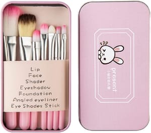 ZHIYE 7-Piece Kids Makeup Brush Set with Case Pink