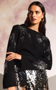 Love & Roses Black Christmas Sequin Embellished Knit Jumper, Sizes 10&12