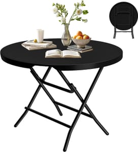 DWVO 80cm round Folding Table - Outdoor Patio Black