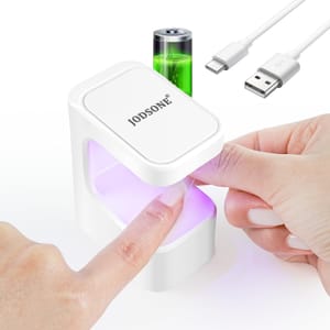 JODSONE UV/LED Mini Nail Lamp, White, Rechargeable, Cordless, Portable, Timer