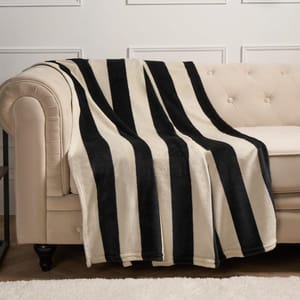 OHS Stripe Print Ultra-Soft Throw Monochrome