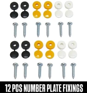 12x Number Plate Car Fixing Kit Screws and Caps Hinged