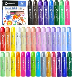 Artecho Tempera Paint Sticks, 36 Colors, Washable