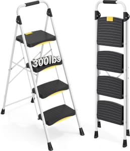 Urackify Folding 4-Step Ladder, Heavy-Duty 330 Lb Capacity