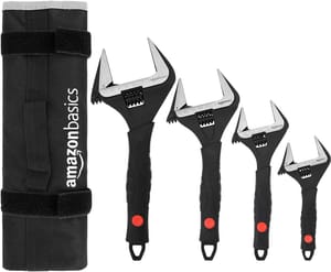 Amazon Basics 4-Piece Adjustable Wrench Set, 150300 Mm, Black
