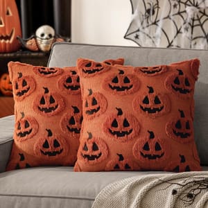 MIULEE 2 Pack Halloween Cushion Covers 45x45 DarkCaramel Ghost Pumpkin