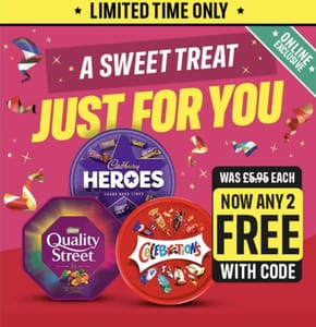 2 Free Tubs Heroes, Celebrations Or Quality Street Select Accounts At Iceland