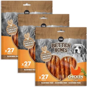 Zoe Better Bones Rawhide-Free Twist Dog Treats Chicken 3x27pcs - £23.58 S&S
