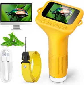 SKYBASIC Kids Digital Microscope, 1000X, 2.0in HD Screen, Yellow